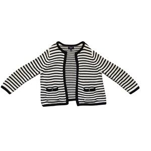 Lands End Drifter Cardigan Womens M Striped Cotton Sweater